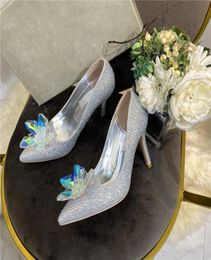 Top Quality Women Butterfly knot Shoes High Heels Sexy Pointed Toe Diamond Pumps Come with Logo Dust Bags Wedding Shoes8975024