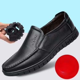 Herren echtes Leder auf ungezwungenen formalen Kleidern Flats Non Slip Weiche Slates Dady Sneakers Fahren Wanderschuhe fahren