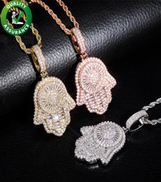 Mens Iced Out Hip Hop Chain Pendants Luxury Designer Necklace Hiphop Jewellery Mens Gold Chain Pendants Diamond Fatima Hand Amulet C2835340
