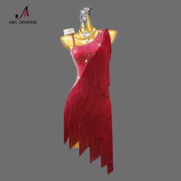 Stage Wear New Latin Dance Dress Professional Women Ball Party Skirt Practice Wear Prom Tassels Come Ladies Line Suit Sports Girls Samba Y240529