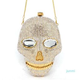 Designer Black handmade Skull crystal women evening bags diamond ladies handbags party Clutch purse5731875