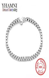 YHAMNI Fashion Three Lines Beads charm bracelet 100 Pure 925 Silver Fashion Jewellery Gloss Bracelet Ball H1727488625