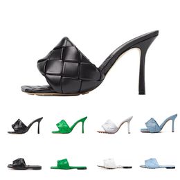 Lido Sandalet Terlik Kadın Tasarımcı Ayakkabı Dokuma Dokunlar Düz Slaytlar Nappa Kare Sules Bayanlar Düğün Yüksek Topuklu İnce Pompalar Flip Flops Ayakkabı 35-40
