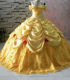Victorian Gold Off Shoulder Quinceanera dresses Ball Gown Corset Lace-up Sweet 16 Prom Dress for Birthday Royal Parties