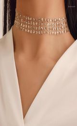 Chokers Fashion Sexy Wide Metal Collar Choker Necklaces For Women Shiny Sequins Gauze Mesh Chocker NecklaceTemperament Jewellery A006660530