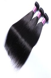 Straight 3 Bundles Natural 1B Color Brazilian Virgin Human Hair Weaves Full Head Indian Peruvian Malaysian Hair Extensions7852597