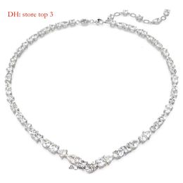 Swarovski Designer Designer Женщины оригинальные качественные подвесные ожерелья Женская полная белая бриллиант с элементом кристаллинга сияющая сияющая цепь клавиля DFD4