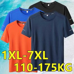 Men's T-Shirts Mens T-shirt 6XL/7XL Summer Quick Drying Tee Extra Large Round Neck Short Sleeve Large 110-175kg J240531