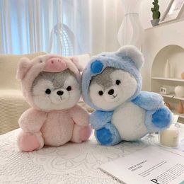 Plush Dolls 1pc 20cm Kawaii Cosplay Husky Plush Toys Cute Animal Dog Turn to Pig Koala Dinosaur Fox Stuffed Soft Doll for Children Girls Y240601S75J