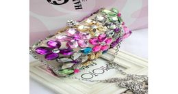 Designer Female Hand Stitch Diamond Floral Evening Bag Tower Clasp Crystal Flower Handbag Purse Wedding Party Bag Messenger With 6521751