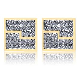 3D Box XL Gold CZ Square Iced Out Bling Bling Earrings 1 Pair Micro Pave Cubic Zircon Earring For Men Women Rapper Singer Accessor3094874