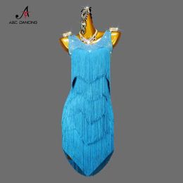 Stage Wear New Latin Dance Come Women Skirt Superior Performance Competition Sex Fringe Dress Girl Stage Line Suit Dancewear Sport Samba Y240529