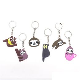 Party Favor Cartoon Sloth Keychain Cute Pvc Pendant Car Key Chain Accessories Student Gift Keyring Drop Delivery Home Garden Festive Dhbre
