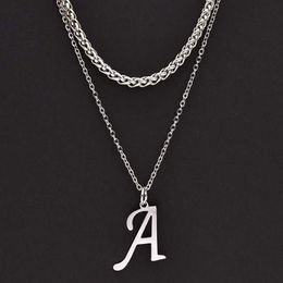 Pendant Necklaces Vnox Initial Necklaces for Men Never Fade Stainless Steel A-Z Letters Pendant with Stackable Cuban Speego Chain Layered Collar Y240530BTSR