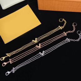 Luxury Brand Designer Bracelet 18K Gold Silver Plated Link Chain Bracelet Pendant Charm Bracelet Bangle for Elegant Women Letter Clover Flower Designer Jewelry
