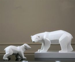 Resin Crafts Abstract White Polar Bear Sculpture Figurine decor Handicraft Home Desk Geometric Wildlife Statue Craft4594699