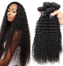 Ishow 10A Brazilian Kinky Curly Weave Human Hair 4 Bundles Deal Peruvian Remy Hair Extensions for Women Girls Natural Color 828 I9004412