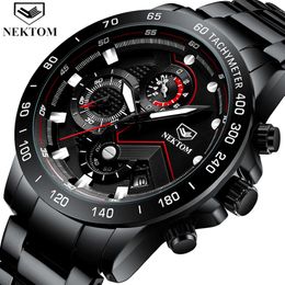 NEKTOM Watches Mens Waterproof Analogue Clock Fashion Stainless Steel Waterproof Luminous Sport Watch MenRelogio Masculino 225p