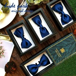 BLUE Solid color high quality business wedding office wedding Officiant Groom Best man navy blue cravat bow tie 240601