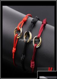 Jewellery Charm 316L Stainless Steel Trinity Ring String Bracelet Three Rings Hand Strap Couple Bracelets For Men Women Fashion Drop3402732