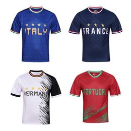 Fans Tops Tees 2024 European Cup New Style Soccer Jerseys Italy Football Jersey France Germany Portugal Soccer Uniform T240601