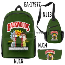 Backpacks Camera Bag Accessories 3D Backwoods 3Pcsset Red Smell Proof Laptop Shoder Schoolbag Backwood Print Outdoor Shoderbags Boys K Dhmdb