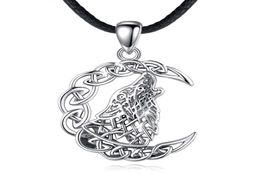 Merryshine 925 Sterling Sier Männer Celtic Viking Juwely Mond Wolf Halskette Anhänger2271667