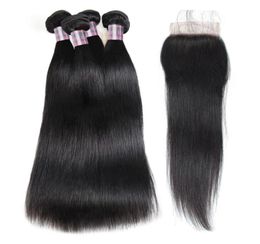 Brazilian Deep Wave Human Hair Bundles With Closure Peruvian Hair 4 Bundles Malaysian Body Wave Deep Loose Hair Extensions74441538074256