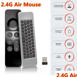 Other Keyboards Mice Inputs W3 2.4G Wireless Mini Air Mouse Gyroscope Ir Learning Smart Voice Remote Control With Fl Keyboard For Andr Otc1B