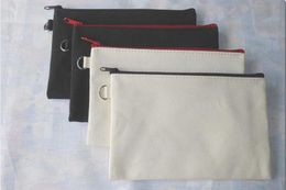 100pcs 19511cm Black cotton canvas cosmetic bags DIY women blank plain zipper makeup bag phone clutch bag Gift Organiser cases6558138
