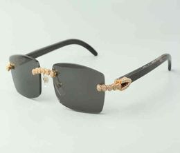 2021 Bouquet Diamond Sunglass 3524012 with Natural black textured buffalo Horn glass Lens 30 Thickns4NV95898898