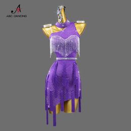 Stage Wear Latin Dance Wear Dress Girls Piece Suit 2024 Women Competition Practice Clothes Stage Party Sport Cocktail Tassels Come Samba Y240529