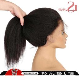 LS 134 Ön Kinky Düz İnsan Saç Brezilya 360 Frontal Wig 44 Dantel Kapatma Remy U Parça Wigs47122129196004