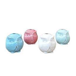 Vases Small Ceramic Owl Shaped Flower Pot With Drainage Hole Flowerpot Succent Planter Container For Home Office Desk Shelf Garden Dro Dh5Gt