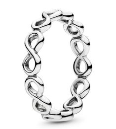 Fit Simple Infinity Band Ring Sterling Silver 925 Bracelet 100% Authentic Pendant Charms European Rings DIY Style Jewelry6569032