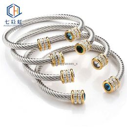 2024 Multi diamond stainless steel bracelet womens Jewellery stone Fried Dough Twists shaped titanium