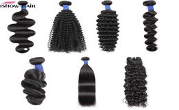Ishow 838inch Human Hair Weave Bundles 10A Mink Brazillian Straight Body Loose Deep Wave Kinky Curly Brazilian Peruvian6500191