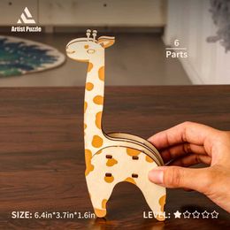 3D Puzzles 3D Wooden Animal Puzzle DIY Craft Building Block Kit Education Puzzle Toys Desk Decoration Birthday Gifts For Kids Teens G240529