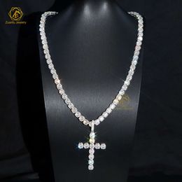 Necklace 10Mm VVS Diamond Moissanite Custom Cross Pendant With Iced Out Tennis Chain