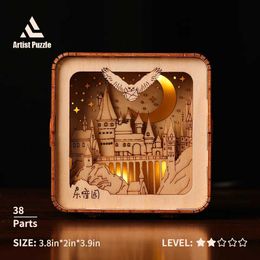 3D Puzzles Exit 3D Wooden Puzzle DIY Magic Owl Castle Model Education Toy Desktop Decoration Children and Adolescents Adult Birthday Gift G240529