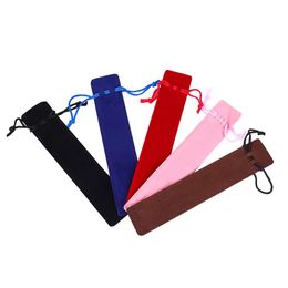 NEW Personalized printed logo velvet bags velvet pen cover With Rope Office School Writing Supplies Student Christmas Gift Ready Stock Suede Holder