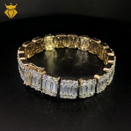 Moissanite LAD Diamond Cuban Link Bracelet Factory Custom Luxury Real S925 Silver Gold Bracelets and Netlaces Gift