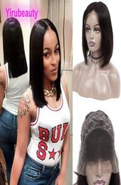 Peruvian Virgin Hair 13X4 Lace Front Wigs 1018 Inch Silky Straight Dyeable Human Hair Bob Wig Remy Hair Natural Color2786247