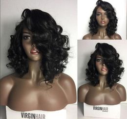 Short Bob Wig With Bangs Full Lace Wigs Human Hair Brazilian Short Bob Lace Front Wig Virgin Haircuts Bob Human Hair Wigs1026234