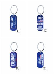 8 styles Trump Keychains Necklace Stainless Steel Trump Tag Keep America Great Keyring 2020 Donald Trump Train Key chains GGA32231452123