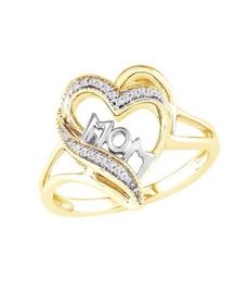 New Women Fashion Heartshaped Love Mum Ring Two Tone Gold Silver MOM Character Diamond Jewellery Family Birthday Gift for Moth8712025