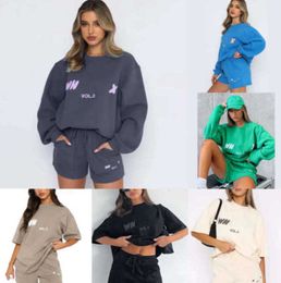Designer White Women fox Tracksuits Two Pieces Short Sets Sweatsuit Female Hoodies Hoody Pants With Sweatshirt Loose T-shirt Sport Woman Clothes zj