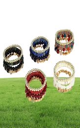Beaded Strands Ladies Fashion Bohemian Bracelet Stone Bead Set Elastic Beaded Colourful Gemstone Hand Jewelry5353066