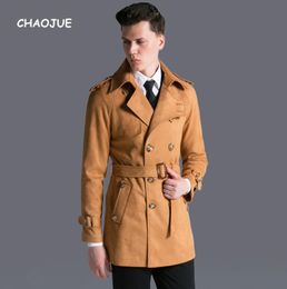 CHAOJUE Brand Suede Coat Mens 2018 AutumnWinter England Loose Army Green Trench uk Male Causal Suede Fabric Trenchcoat for 7682189