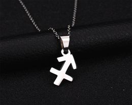 New 12 Constellations Stainless Steel 3 Colors Zodiac Sign Sagittarius Pendant Necklace Name Necklace Birthday Gift Bijoux6749015